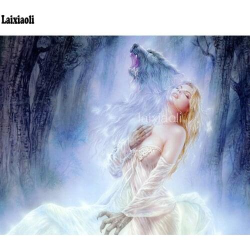 5D DIY Diamond Embroidery Pretty werewolf Diamond Painting fantasy woman Cross Stitch Square Rhinestone Mosaic Decoration image