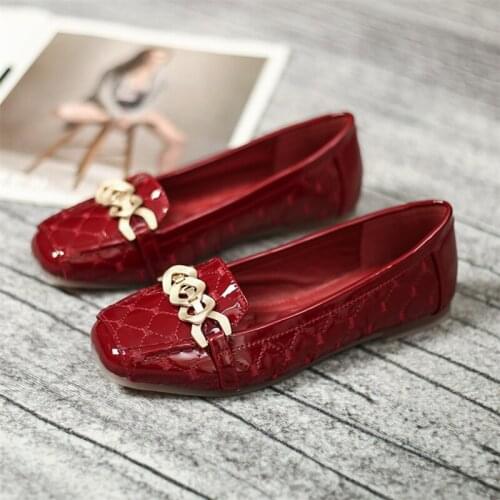 Flats Shoes Women Summer Slip On Ballet Flats Dress Shoes PU Leather Fashion Ballerina Shoes For Women Size 35-45