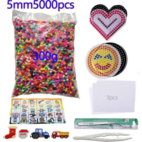 5000pcs large 5mm Hama Beads (2 Template+3 Iron Paper+2 Tweezers)Mini Hama Fuse Beads Diy Kids Educational Toys Free shipping