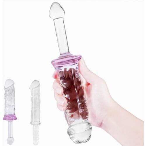 Large Pyrex Glass Crystal Dildo Penis Lesbian Anal Plug G-spot Stimulation Female Masturbation Adult Sex Toys for Women Gay