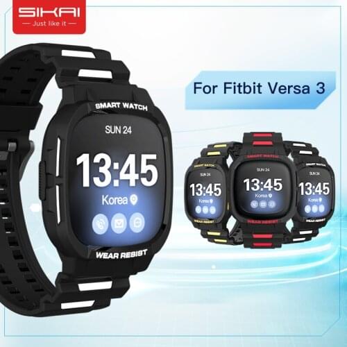 SIKAI Band+Case For Fitbit Versa 3 Versa3 Band Strap Bracelet 2021 New TPU Shell Screen Protector Cover smart watch Accessories