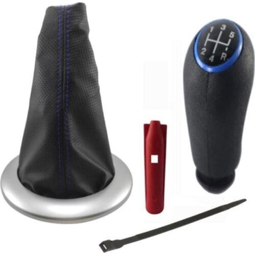 FOR Renault Megane 2 Gear Gaiter + Gear Shift Knob Perforated Leather Blue Stitching + Leather Knob Blue Cover