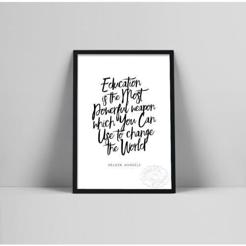 Teacher quotes, teacher gifts, office wall art decor, mentor gift, nelson mandela quote, education print, world peace