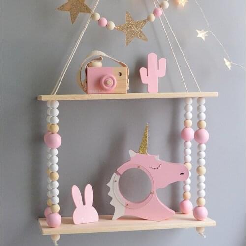 Nordic Kids Room Decoration Wooden Shelf For Baby Room Wood Hooks Wall Storage Shelf For Children Boy Girl Room Wall Decor Gifts