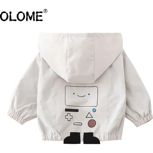 Baby Boy Jacket Kids Hooded Coat Cartoon Children Spring Clothing OLOME Girls and Boys Windbreaker Cute Toddler Boys Outwear