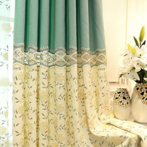 European Green Floral Fabric Curtains Modern Minimalist Curtains For Living Room Bedroom Custom Size