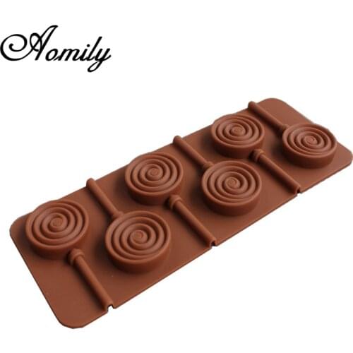 Aomily Doughnut Lollipop Mold DIY Bakeware Silicone 3D Handmade Pop Sucker Sticks Lolly Candy Chocolate Mold With Stick Shape