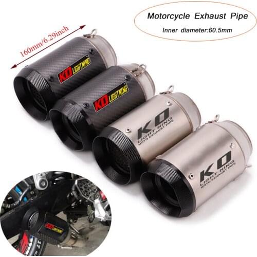 Motorcycle Tail Exhaust Muffler Pipe Tip for 60.5mm Short Stainless Steel Or Carbon Fiber Silencer System Silp on 160mm Length
