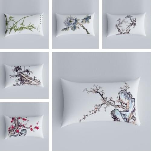 Chinese Cushion Cover Black and White Landscape Pattern Cushion Cover Pillow Living Room Sofa Home Decor Car Pillow Cover