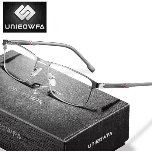 Korea Myopia Optical Eyeglasses Frame Men Custom Prescription Glasses Frame Male Rectangle Stainless Steel Spectacles Frame