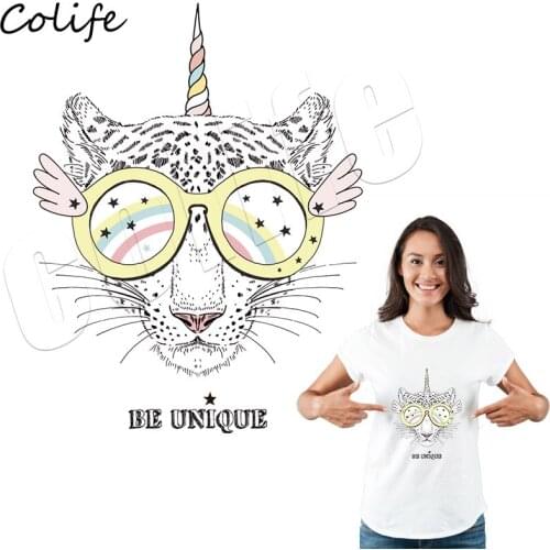 Leopard Sticker Fashion T-Shirt DIY Custom Patches Heat Transfer Washable Applique Iron On Vinyl Paper Hot Sale Denim Parches