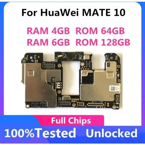 Original Unlocked For HuaWei Mate10 Motherboard 64GB 128GB Logic Board with Full Chips Android System Mainboard