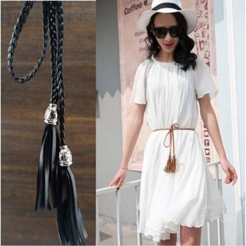 Fashion Girl Small Tassel Fine Belt Korean Bowknot Skirt Decorative Waist Rope Women F0222