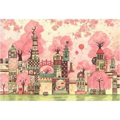 Diy Full Square/Round Diamond Painting Pink Landscape Embroidery Crystal Drill Iris Girl Pattern Decor JX716