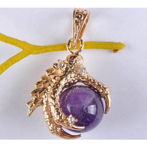 Natural Purple Crystal Bead Dragons Talons GEM Pendant Jewelry For Gift S914