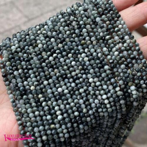 Natural Eagle Eye Stone Loose Small Beads High Quality 3mm Faceted Round Shape DIY Gem Jewelry Accessories 38cm wk341