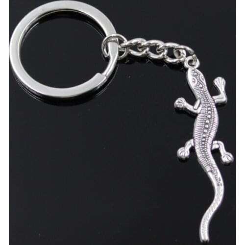 New Fashion Men 30mm Keychain DIY Metal Holder Chain Vintage Lizard Gecko 56x15mm Silver Color Pendant Gift