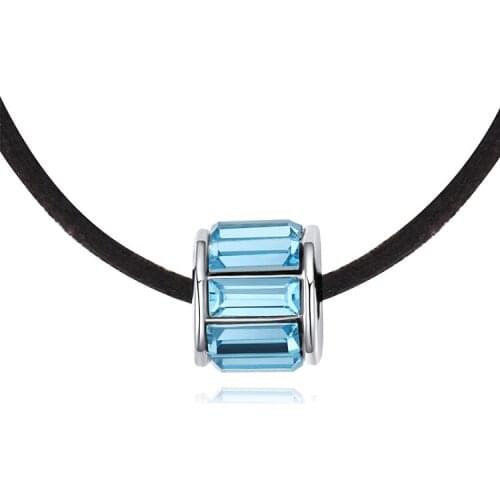 New Trendy Leather Choker Necklace Made with Swarovski Elements Crystals Charm Necklaces & Pendants for Women Girls Collier