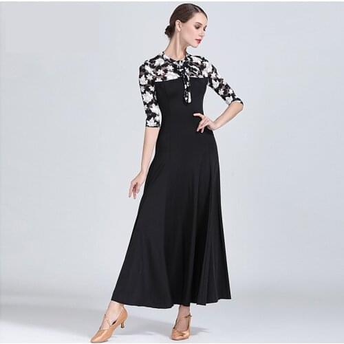 New style black ballroom Competition Dance Dress Simple Flamenco Waltz Dance Costume High Quality Women Ballroom Dancing Dresses