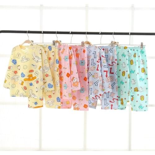 Autumn Pajamas Sets Children Boys Long /Short Sleeve Cartoon Top Sleepwear Kids Pyjamas Summer Pajamas Kids Girls Pajamas
