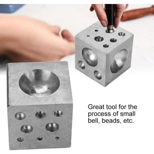 50mm Punches Jewelry Goldsmithing Manufacturing Doming Tool Square Dapping Block with 18 Pits for exquisite workmanship