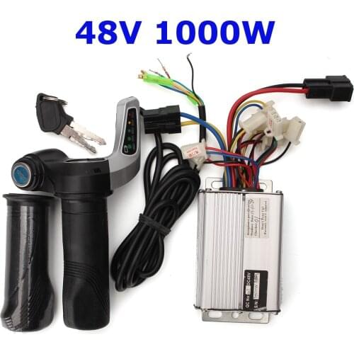 48V 1000W Electric Bike Motor Brushed Speed Controller +Throttle Grip with LCD display Terminal End for Electric Scooter Bicycle