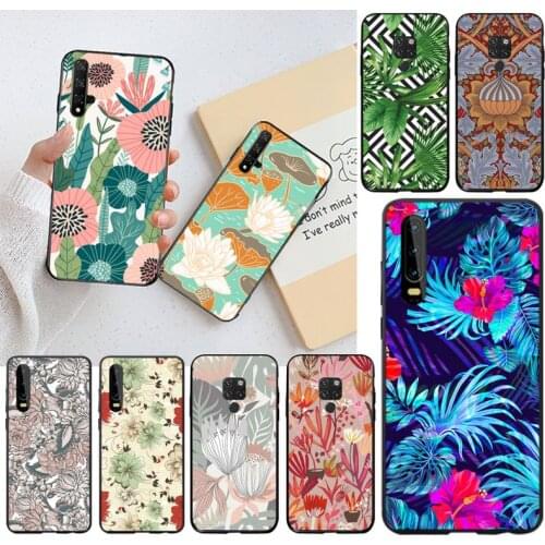 Retro Leaves Flower Phone Case for Huawei P40 P30 P20 lite Pro Mate 30 20 Pro P Smart 2020 prime