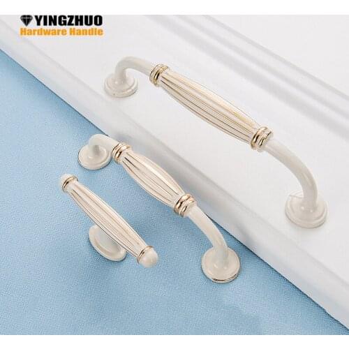 Cabinet Handle Pull Knobs Dresser Drawer Pulls Handles Ivory white style / Gold-plated Knot Design Furniture Decorative Hardware