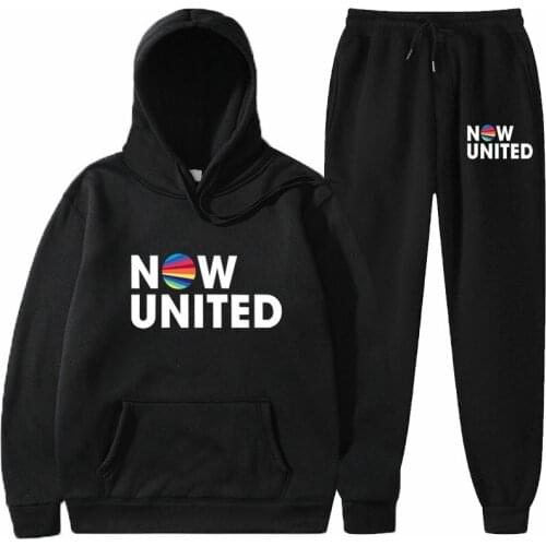 New Fashion Tracksuits Men/women 2 Piece Sets Now United Group Print Hip Hop Hoodie Sweatshirt and Pants Two Piece Set Outfits