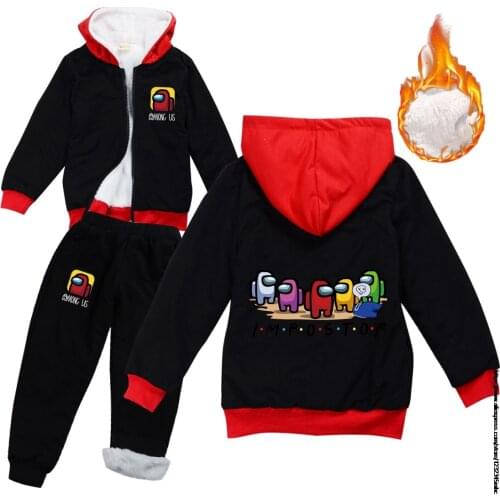 Game Among Us Warm Girls Clothing Set Winter Thick Cotton Clothing Sets For Boys Hoodies And Pants Kids Suit Children Clothes