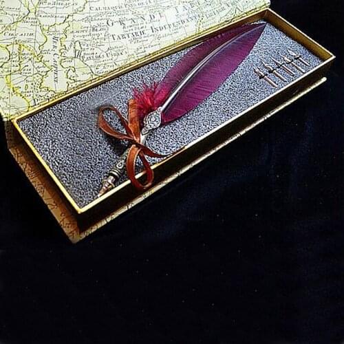 Nature Feather Fountain Vintage Pen with Gift Box 5 Nibs