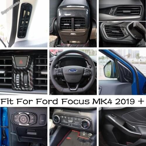 Carbon Fiber Interior Parts Fit For Ford Focus MK4 2019 - 2021 Steering Wheel / Warning Light / Headlamp Switches Cover Trim ABS