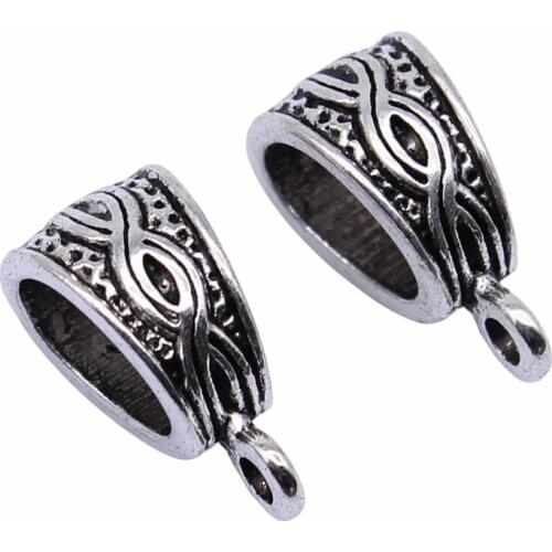 WYSIWYG 10pcs 15x9mm Antique Silver Color Carved Bail Beads For Jewelry Making DIY Jewelry Findings