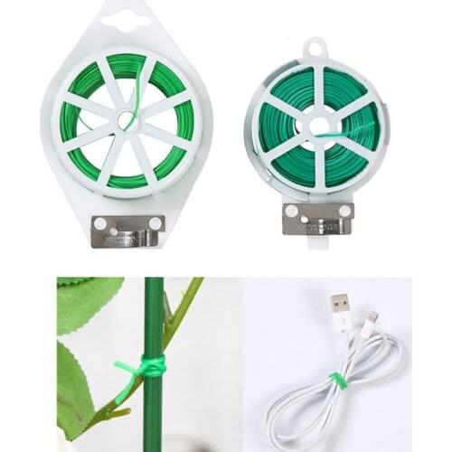 Reel Twist Ties, PE Plastic Coated Built-in Cutter for Garden Plant Support ,Garden Plant Ties for Home Office Cable Organizer