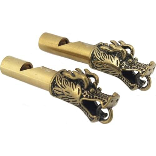 1piece Retro Brass Dragon Survival Whistle Key Chain Decoration Quality Pendant Referee Loud Whistle SOS Tool