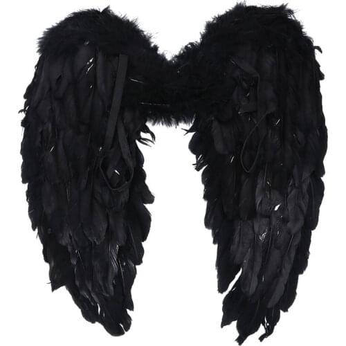 1Pc Angel Feather Wing Christmas Party Outfit Stage Performance Supply Angel Feather Wings Christmas Stage Decoration (Black)