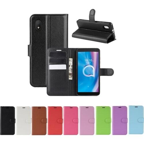 10pcs/lot PU leather Flip Wallet Litchi Pattern Phone Case For Alcatel 1B 2020 1S 2020 Lychee Grain Cover