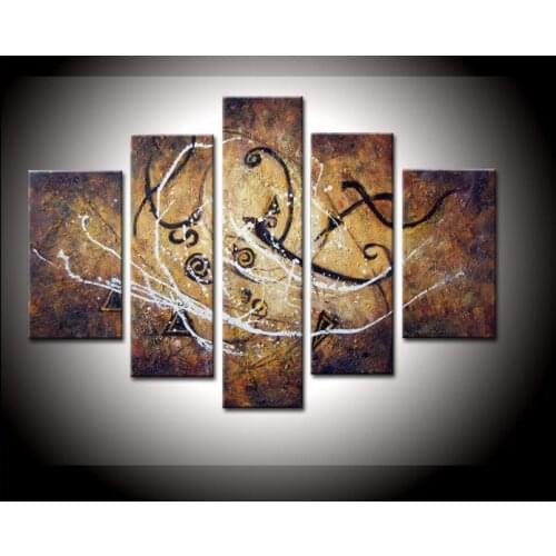 100% hand-painted artwork Snow mountain High Q. Wall Home Decor Abstract Oil Painting on canvas 5pcs/set Framed