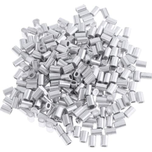 100Pack Fishing Line Tube Sleeves Oval Crimps Fishing Wire Leader Tube Connector