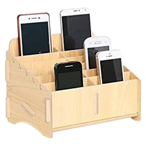12 12 Compartments Creative Wooden Mobile Phone Storage Management Box Desk Supplies Organizer Classroom Office Meeting Home