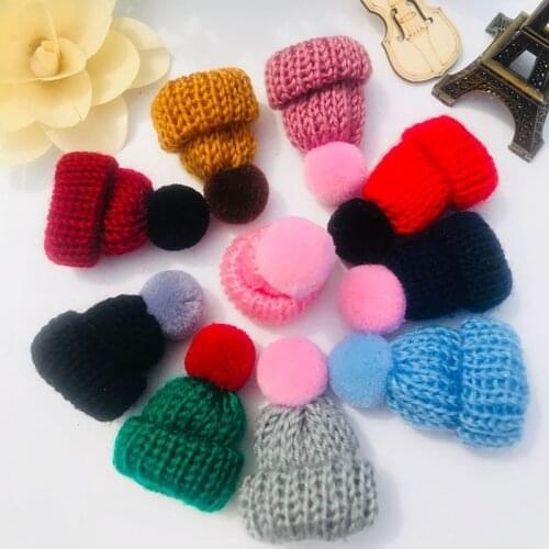 16pcs 30*50mm Multicolors Crochet hat Appliques For Diy shoe and garment Decoration