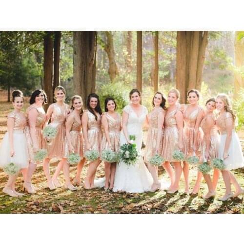 2019 New Short Sequin Bridesmaids Dress / Rose Gold Sequin Bridesmaids Dress / 'Rosalie' / flared skater dress