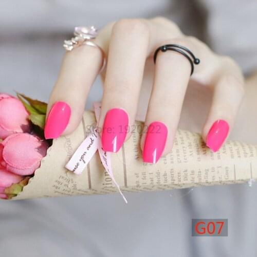 24pcs The New candy color coffin shape nails, popular sales of the king, sexy must red G07