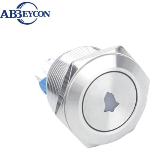 25mm 12V red/blue/green/yellow customized logo led switch stainless steel button switch pin terminal metal anti-vandal switch
