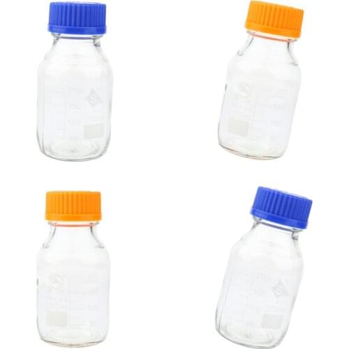 4 X Reagent Bottle Clear High Hardness Glass Graduated Screw Cap 250ml