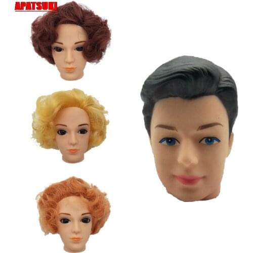 4pcs/lot Black Golden Brown Make Up Doll Head for 1/6 BJD Ken Boy Male Doll Heads for Ken Doll DIY Toy for Kids Dollhouse Gifts