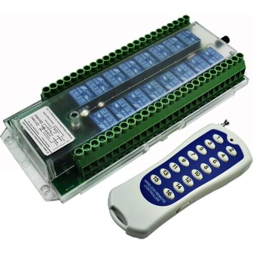 433Mhz Remote Control Switch for Light Door Garage Gate Remote AC 220V 16CH 16 Channel Relay Receiver and Controller