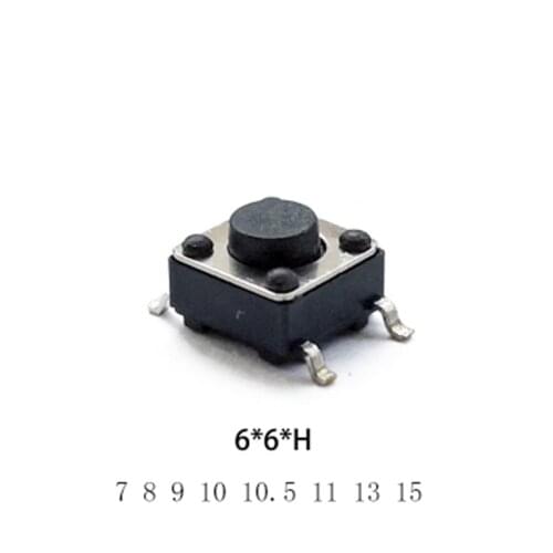 50 pieces 6*6 series push button switch Tactile Tact Direct Plug-in Self-Reset Micro Interruptor 6*6*7-15mm SMT 4 PIN 12V 0.5A