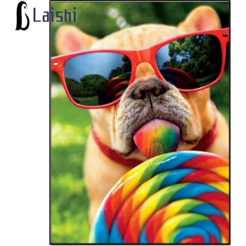 Diamond Painting 5D DIY Sunglasses French bulldog Animal Full Square Cross Ctitch Kit Wall Sticker Full round diamond Embroidery