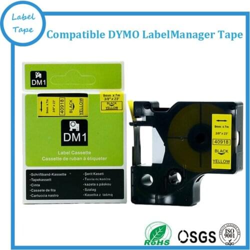 Free shipping 2pk compatible D1 tape Black on Yellow 40918 9mm label tapes for dymo label printers